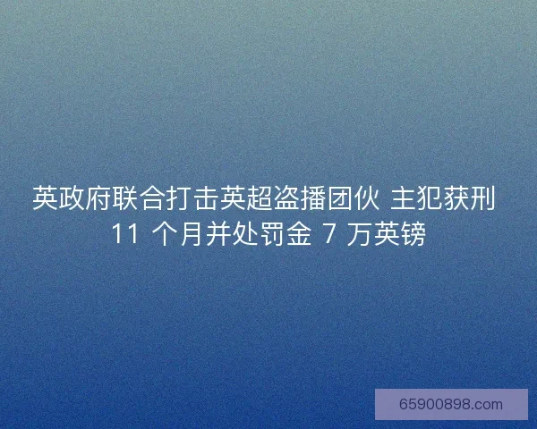 英政府联合打击英超盗播团伙 主犯获刑 11 个月并处罚金 7 万英镑