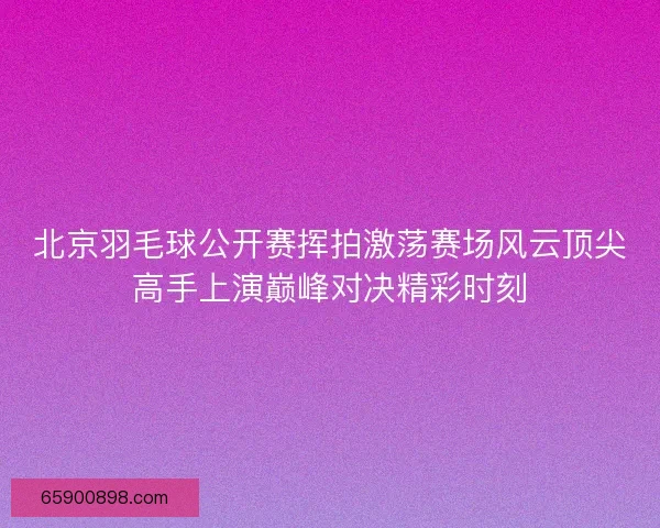 北京羽毛球公开赛挥拍激荡赛场风云顶尖高手上演巅峰对决精彩时刻
