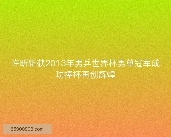 许昕斩获2013年男乒世界杯男单冠军成功捧杯再创辉煌
